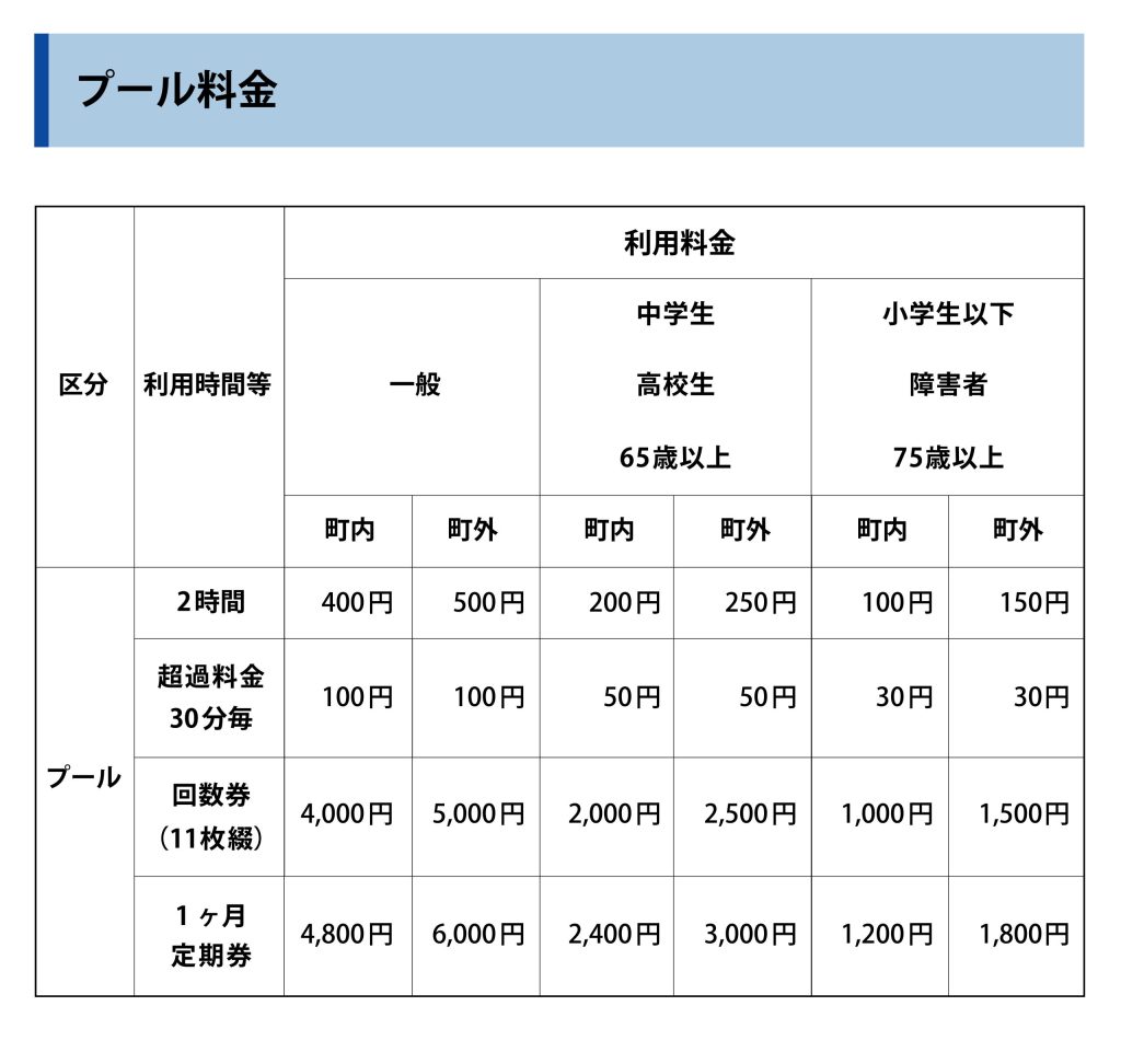 プール料金表